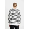 B2085 Oversize Fit Çizgili Kalın Kumaş Sweatshirt