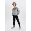 B3576 Baskılı Sweatshirt Eşofman Altı 2li Takım