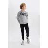 B3576 Baskılı Sweatshirt Eşofman Altı 2li Takım