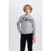 B3576 Baskılı Sweatshirt Eşofman Altı 2li Takım