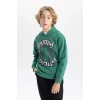B4909 Boston Celtics Kapüşonlu Kalın Sweatshirt