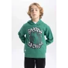 B4909 Boston Celtics Kapüşonlu Kalın Sweatshirt