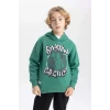 B4909 Boston Celtics Kapüşonlu Kalın Sweatshirt