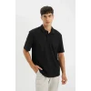 B4939 New Regular Fit Basic Düz Kısa Kollu Polo Tişört