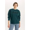 B6586 Relax Fit Bisiklet Yaka Kalın Sweatshirt