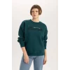 B6586 Relax Fit Bisiklet Yaka Kalın Sweatshirt