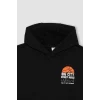 B8996 Baskılı Kapüşonlu Kalın Sweatshirt