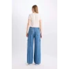 C1244 Wide Leg Kargo Yüksek Bel Uzun Yumuşak Jean Pantolon