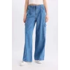 C1244 Wide Leg Kargo Yüksek Bel Uzun Yumuşak Jean Pantolon