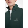 C6132 Comfort Regular Fit Rahat Kalıp Fermuarlı Dik Yaka Yazı Baskılı Sweatshirt