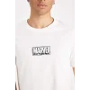 C6516 Marvel Logo Only Regular Fit Bisiklet Yaka Pamuklu Baskılı Kısa Kollu Tişört