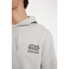 C6525 Star Wars-Mandalorian Regular Fit Kapüşonlu Sırt Baskılı Sweatshirt