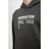 C7567 Antrasit Cepli Yazı Baskılı Kapüşonlu Kalın Okul Sweatshirt