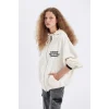 C7835 Oversize Geniş Kalıp Kapüşonlu Sırt Baskılı Kalın Fermuarlı Sweatshirt