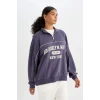 C8246 NBA Brooklyn Nets Yarım Fermuarlı Sweatshirt