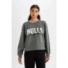 C8247 DeFactoFit NBA Chicago Bulls Bisiklet Yaka Sweatshirt