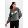 C8247 DeFactoFit NBA Chicago Bulls Bisiklet Yaka Sweatshirt