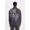 C9261 DeFactoFit NBA Chicago Bulls Oversize Fit Dik Yaka Fermuarlı Kalın Sweatshirt