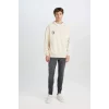C9741 Rick and Morty Oversize Geniş Kalıp Bisiklet Yaka Sırt Baskılı Kalın Sweatshirt