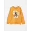 LCW Kids Sarı Bisiklet Yaka Baskılı Uzun Kollu Erkek Çocuk Sweatshirt