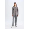D0391 Regular Fit Baskılı Uzun Kollu Tişört Tunik