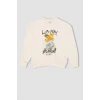 D0607 Oversize Fit Ayı Baskılı Sweatshirt