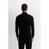 D0624 Standart Fit Dik Yaka Yarım Fermuarlı Yumuşak Dokulu Premium Triko Kazak