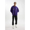 D0671 DeFactoFit NBA Los Angeles Lakers Oversize Geniş Kalıp Kapüşonlu Sırt Baskılı Sweatshirt