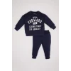 D0720 Slogan Baskılı Sweatshir Eşofman 2li Takım