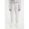 D0733 Baskılı Beli Paçası Lastikli Gri Jogger Eşofman Altı
