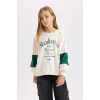 D1106 Oversize Fit Slogan Baskılı Sweatshirt