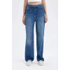 D1336 90s Wide Leg Yüksek Bel Geniş Paça Uzun Jean Yıkamalı Pantolon