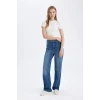 D1336 90s Wide Leg Yüksek Bel Geniş Paça Uzun Jean Yıkamalı Pantolon