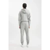 D1556 DeFactoFit Shaquille ONeal Gri Standart Fit Normal Kesim Cepli Uzun Paça Jogger Eşofman Altı