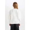 D1564 Relax Fit Bisiklet Yaka Baskılı Sweatshirt
