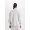 D1701 Oversize Fit Dik Yaka Spor Baskılı Sweatshirt
