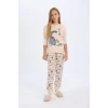 D2118 Uzun Kollu Baskılı Pijama Takımı