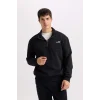 D2164 Relax Fit Fermuarlı Dik Yaka Baskılı Kalın Kumaş Sweatshirt