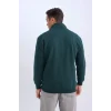 D2167 Relax Fit Dik Yaka Fermuarlı Baskılı Kalın Sweatshirt
