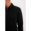 D2279 Regular Fit Polo Yaka Yarım Fermuarlı Basic Düz Sweatshirt
