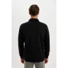 D2279 Regular Fit Polo Yaka Yarım Fermuarlı Basic Düz Sweatshirt