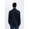 D2279 Regular Fit Polo Yaka Yarım Fermuarlı Basic Düz Sweatshirt