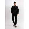 D2348 Relax Fit Dik Yaka Fermuarlı Polar Sweatshirt