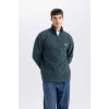 D2348 Relax Fit Dik Yaka Fermuarlı Polar Sweatshirt