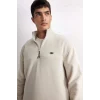 D2348 Relax Fit Dik Yaka Fermuarlı Polar Sweatshirt