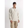 D2348 Relax Fit Dik Yaka Fermuarlı Polar Sweatshirt