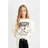 D2824 Snoopy Oversize Fit Bisiklet Yaka Sweatshirt