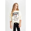 D2824 Snoopy Oversize Fit Bisiklet Yaka Sweatshirt