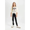 D2824 Snoopy Oversize Fit Bisiklet Yaka Sweatshirt
