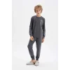 D2841 Baskılı Uzun Kollu Pijama Takımı